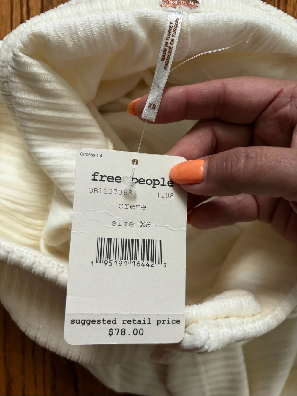 NWT Free People Roxy Rib Pencil Midi Skirt Creme XS High Waist Ribbed $78 - Picture 4 of 10